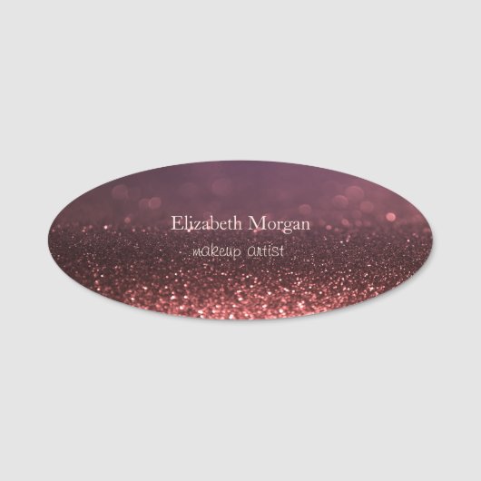 Elegante Simple Rose Gold Glitzer Bokeh Namensschild (Vorderseite)