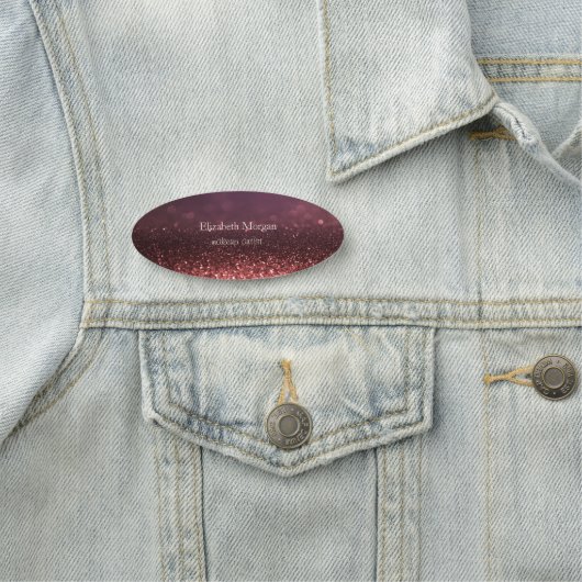 Elegante Simple Rose Gold Glitzer Bokeh Namensschild (Beispiel)