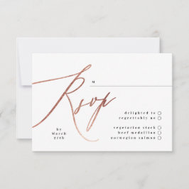Elegante Simple Rose Gold Wedding RSVP Card