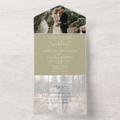 Elegante Simple Sage Green 2 Foto UAWG Wedding All In One Einladung (Innen Boden)