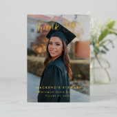 Elegante Simple Script Foto Foil Danke Card Folieneinladung (Stehend vorne)