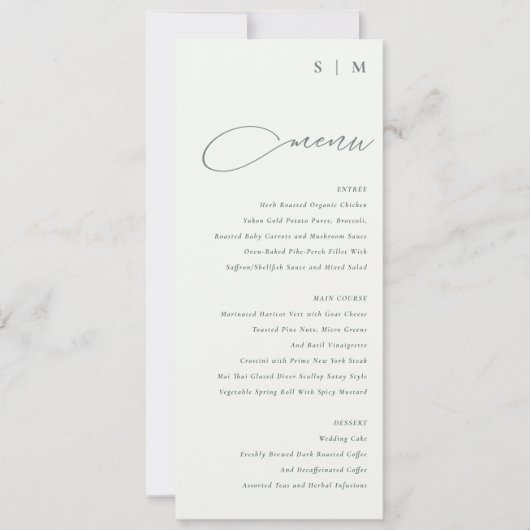 Elegante Simple Script Schwarz-weiß Menu Card Einladung (Vorderseite)