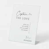 Elegante Simple Share Wedding Fotos mit QR Code Sockelschild (Vorderseite)