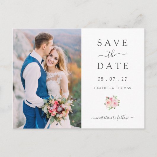 Elegante Simple Spring Save the Date Wedding Ankündigungspostkarte (Vorderseite)