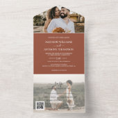 Elegante Simple Terracotta 2 Foto Qr Code Hochzeit All In One Einladung (Innen Boden)