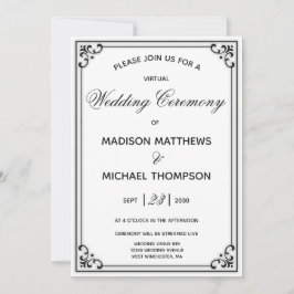 Elegante Simple Virtual Wedding Livestream Wedding Einladung