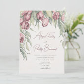 Elegante Simple Watercolor Tulip Frühjahrssonne Einladung (Stehend Vorderseite)