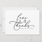 Elegante Simple Wedding Liebe und Dankeschön Foto Dankeskarte (Vorderseite)