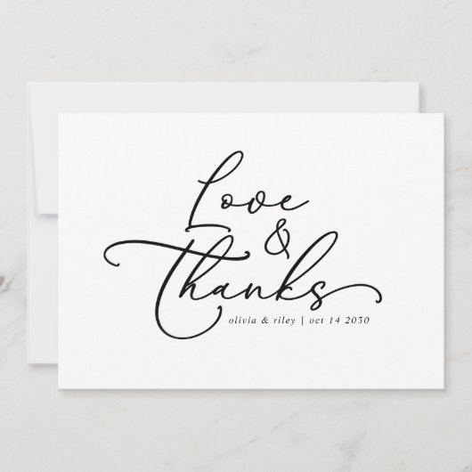 Elegante Simple Wedding Liebe und Dankeschön Foto Dankeskarte (Vorderseite)