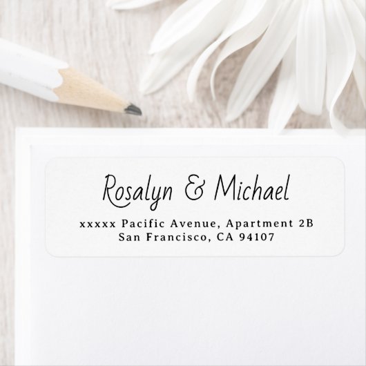 Elegante Simple White Wedding Rücksendeadresse (Insitu)