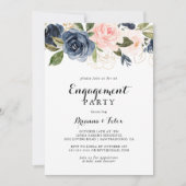 Elegante Simple Winter Floral Engagement Party Einladung (Vorderseite)