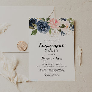 Elegante Simple Winter Floral Engagement Party Einladung