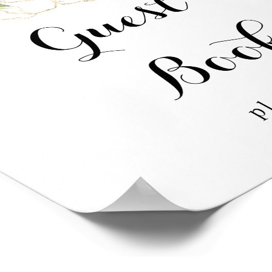 Elegante Simple Winter Floral Guest Book Sign Poster (Ecke)