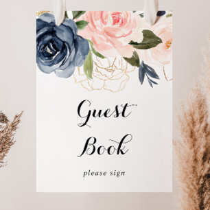 Elegante Simple Winter Floral Guest Book Sign Poster