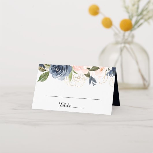 Elegante Simple Winter Floral Wedding Platzkarte (Vorderseite)