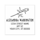 Elegante Single Long Stem Rose Blume Name Adresse Permastempel (Design)