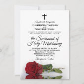 Elegante Single Rote Rose Moderne katholische Hoch Einladung (Vorderseite)