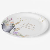 Elegante Sip & See Champagne Flasche Baby Dusche Pappteller (Schrägansicht)