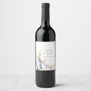 Elegante Sip & See Champagne Flasche Baby Dusche Weinetikett