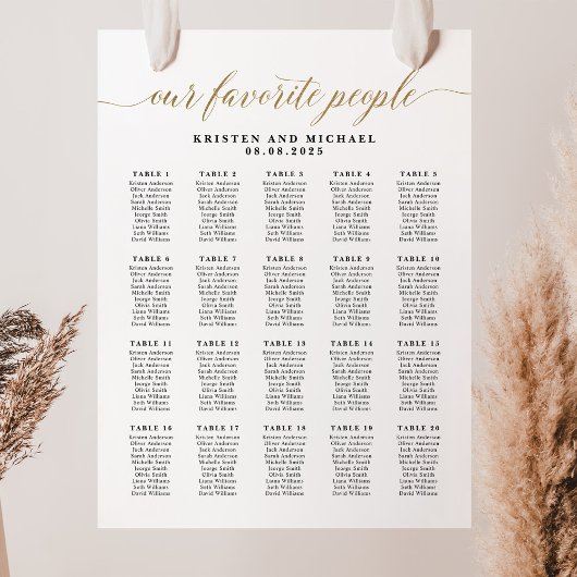 Elegante Sitzordnung für 20 Tische unserer Favorit Poster