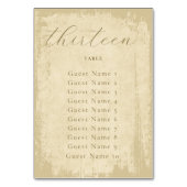 Elegante Sitzplatzierung an der weißen Grunge Tischnummer (Rückseite)