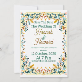 Elegante skandinavische Rosemaling-Hochzeitseinlad Einladung
