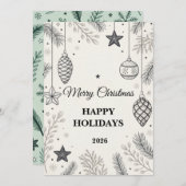 Elegante skandinavische Weihnachtskarte Feiertagskarte (Vorne/Hinten)