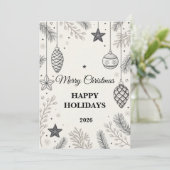 Elegante skandinavische Weihnachtskarte Feiertagskarte (Stehend Vorderseite)