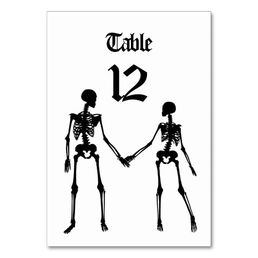 Elegante Skeletons Hochzeit Tischnummer (Vorderseite)