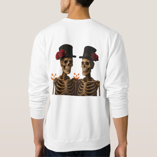 Elegante Skelette mit Rose - gotisches Halloween Sweatshirt (Rückseite)