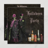 Elegante Skelette u. Gift-Halloween-Party Einladung (Vorne/Hinten)