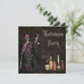 Elegante Skelette u. Gift-Halloween-Party Einladung (Stehend Vorderseite)