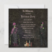 Elegante Skelette u. Gift-Halloween-Party Einladung (Rückseite)