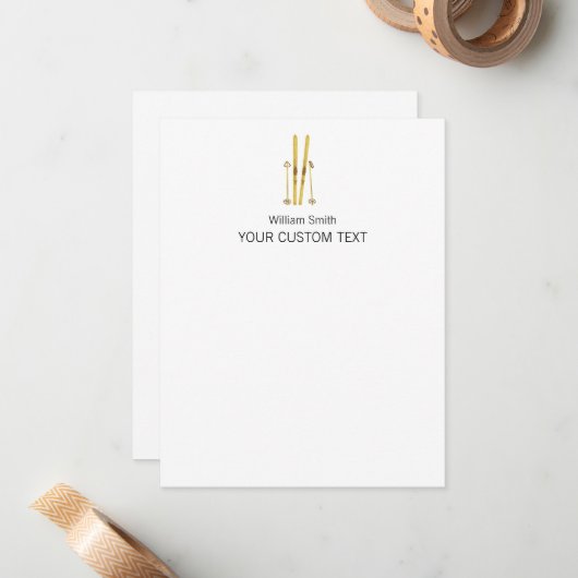 Elegante Ski Skier Personal Stationery Mitteilungskarte (Vorderseite/Rückseite Beispiel)
