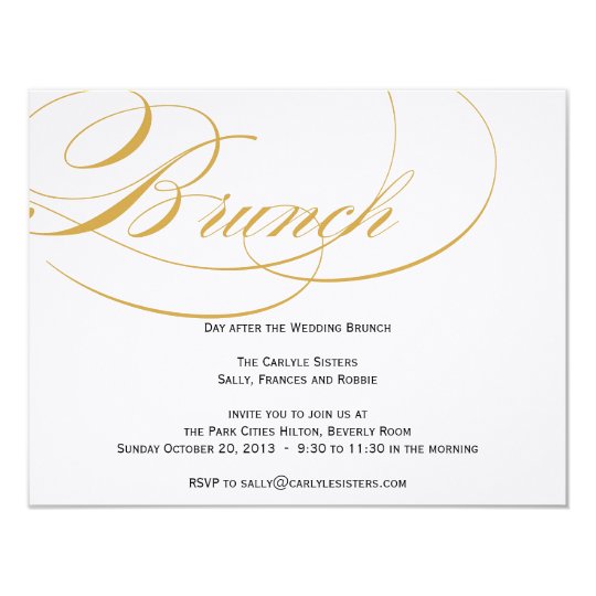 Elegante Skript Brunch Einladung Gold Einladung Zazzle De