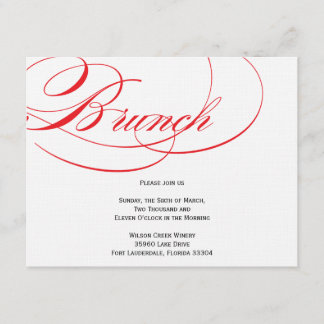 Elegante Skript-Brunch-Einladung - Rot Einladung