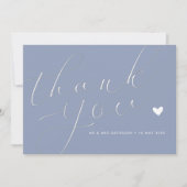 elegante Skript dusty Blue Hochzeit danke Karte (Vorderseite)