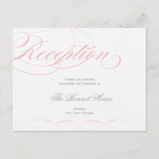 Elegante Skript-Empfangs-Karte - erröten Rosa Begleitkarte