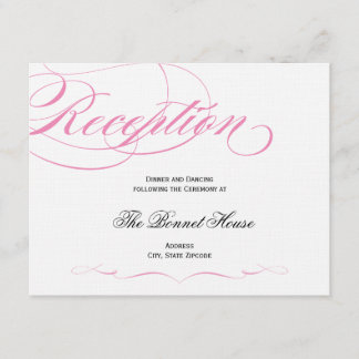 Elegante Skript-Empfangs-Karte - Rosa Begleitkarte