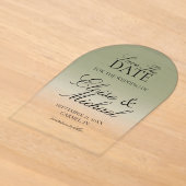 Elegante Skript grüner Gradient Save The Date Acryleinladungen (Ablage )