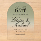 Elegante Skript grüner Gradient Save The Date Acryleinladungen (Vorderseite)