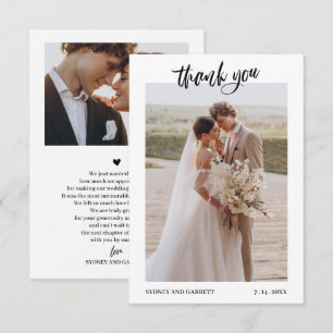 Elegante Skript-Hochzeit 2-Foto-Dankeskarten Dankeskarte