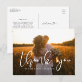 Elegante Skript Hochzeit danke Postkarte (Vorne/Hinten)