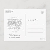 Elegante Skript Hochzeit danke Postkarte (Rückseite)
