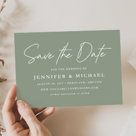 Elegante Skript-Hochzeit in Salbeigrün Save The Date
