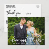 Elegante Skript Hochzeit Liebe und Dank Braut Bräu Postkarte (Vorne/Hinten)