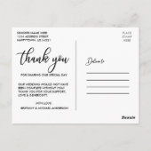Elegante Skript Hochzeit Liebe und Dank Braut Bräu Postkarte (Rückseite)