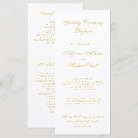Elegante Skript-Insel-Zitrus-Hochzeitsprogramme Programm (Vorne/Hinten)