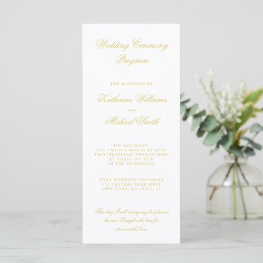 Elegante Skript-Insel-Zitrus-Hochzeitsprogramme Programm (Stehend Vorderseite)
