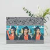 ELEGANTE SKRIPT-KLASSE DES ABSCHLUSSES 2025 FOTO EINLADUNG (Stehend Vorderseite)